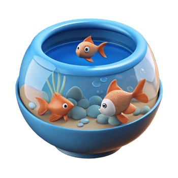 Three Goldfish in a Round Fishbowl png