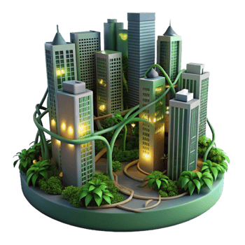 Urban Jungle Sustainable Cityscape Concept png