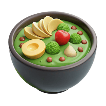 Delicious Green Smoothie Bowl with Fruit Candy png