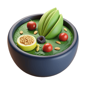 Vibrant Green Smoothie Bowl with Avocado Berries png