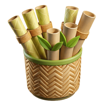 Bamboo Tubes in Woven Basket Eco-Friendly Design png