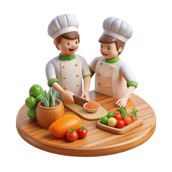 Chef Collaboration Cooking Fresh Ingredients png