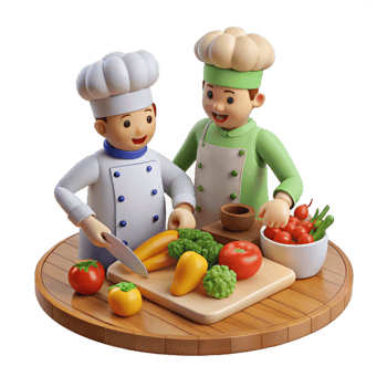 Chefs Preparing Delicious Vegetable Cuisine png