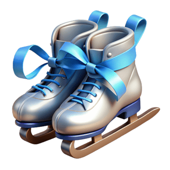 Ice Skates with Blue Ribbon Winter Fun png