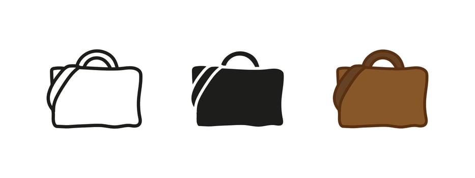 Briefcase icon. Office work symbol. Business bag illustration. Professional portfolio sign. Corporate document case pictogram. Leather handle design. Employee accessory concept. vector