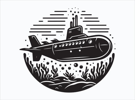 Stylish Black Submarine Silhouette for Web and Social Media Graphics vector