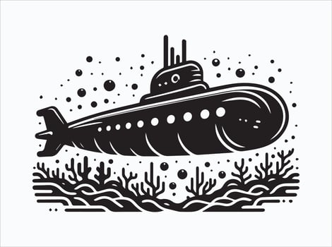 High Resolution Black Submarine Silhouette for Custom Creations vector