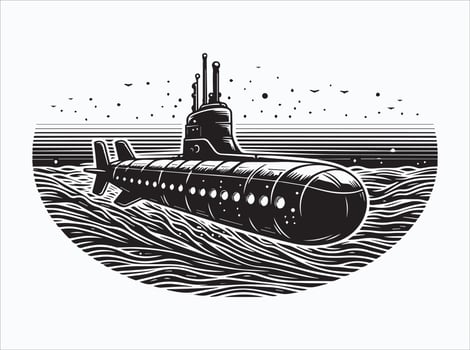 Unique Black Submarine Silhouette for Illustration and Design Work vector
