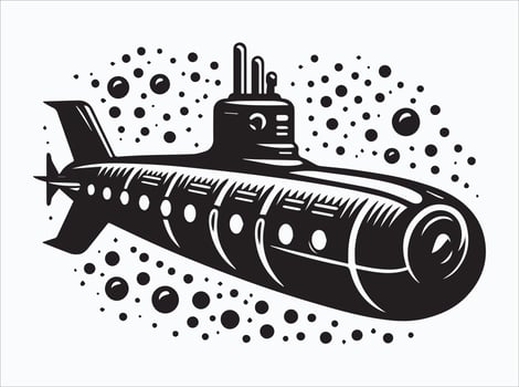 High Quality Black Submarine Silhouette for Graphic Designers vector