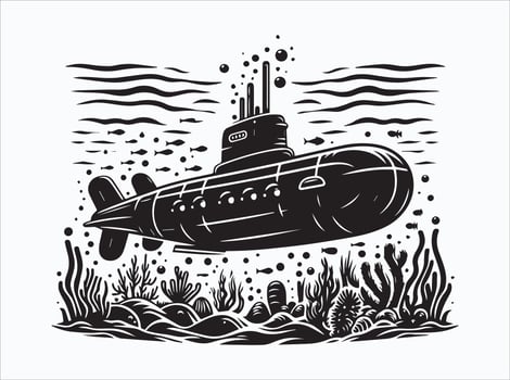 Minimalist Black Submarine Silhouette for Creative Artwork vector