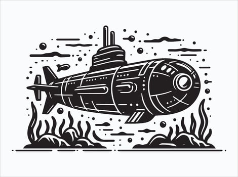 Retro Style Black Submarine Silhouette for Unique Designs vector