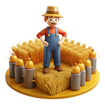 Happy Farmer in Golden Wheat Field png