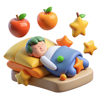 Sweet Dreams Child Sleeping with Fruit and Stars png