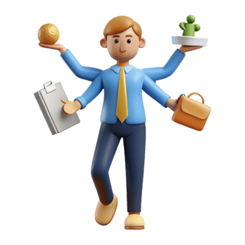Multitasking Businessman Juggling Work, Life, and Growth png