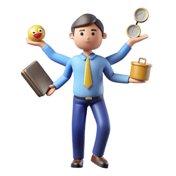 Multitasking Businessman Juggling Work and Life png