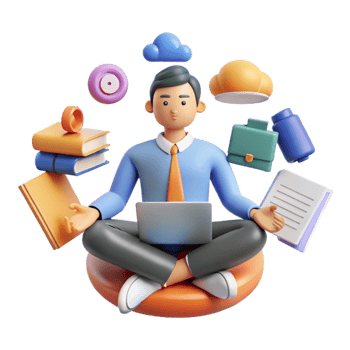 Mindful Productivity Balancing Work Zen png