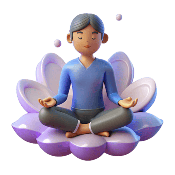 3D Render of Person Meditating on Lotus png
