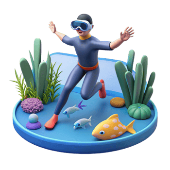 Underwater Virtual Reality Dive into 3D Ocean png