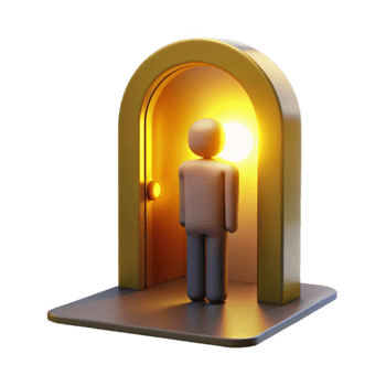 Person at Golden Doorway to Bright Light png