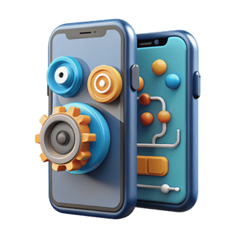 Mobile App Development Gears, UI Design, and Functionality png