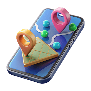 Mobile Navigation Map, Location Pins, Route Planning png