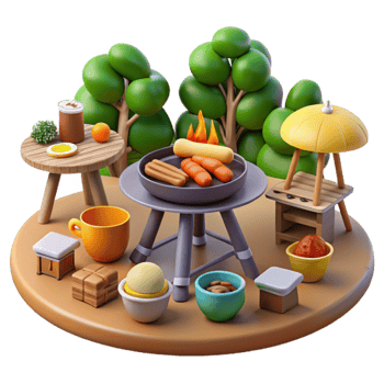 Relaxing Outdoor Picnic with Grill png