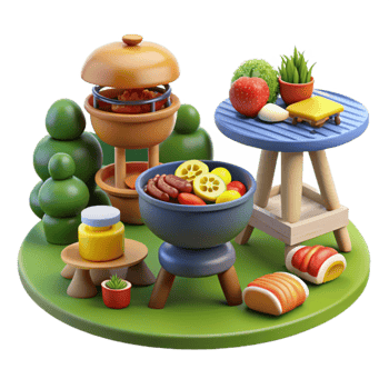 Summer BBQ Grill Party Food, Fun Outdoor Cooking png