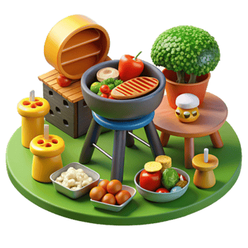 Summer BBQ Grill Party Food, Fun Festive png