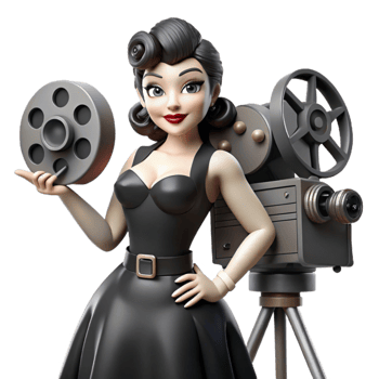 Retro Film Reel Girl Vintage Cinema Icon png
