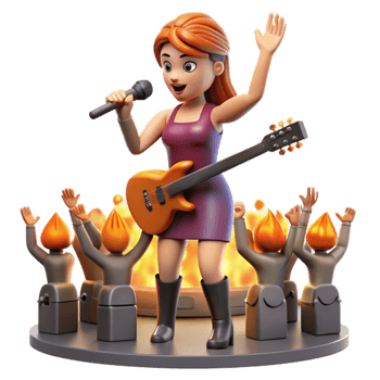3D Cartoon Musician Concert, Stage Performance, Singer, Guitarist png