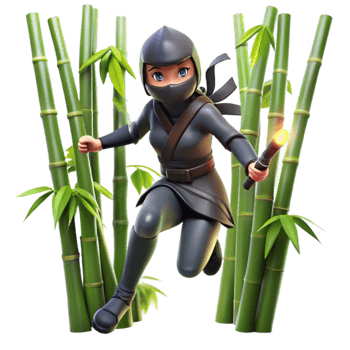 Ninja Girl in Bamboo Forest Adventure png