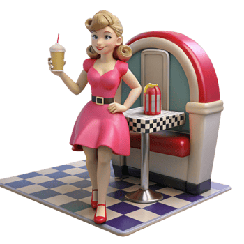 Retro Diner Girl with Soda png