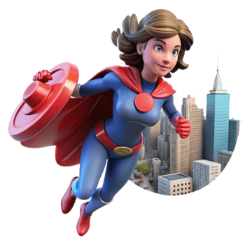 Superhero Girl Soaring Over Cityscape png