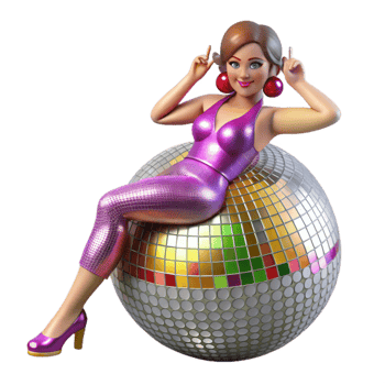 Disco Ball Glamour A 3D Render of a Woman in a Shiny Outfit png
