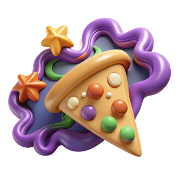 Pizza Galaxy 3D Render of a Pizza Slice in Space png
