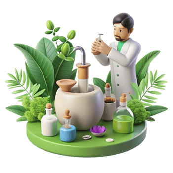 Herbal Medicine Research Scientist Studying Plant Extracts png