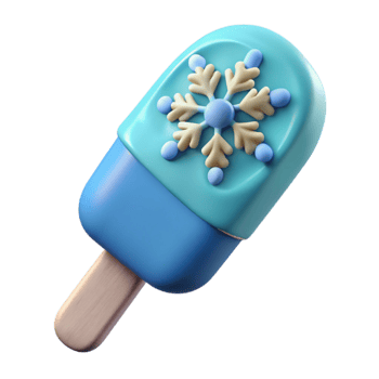 Frozen Treat 3D Render of Popsicle with Snowflake png