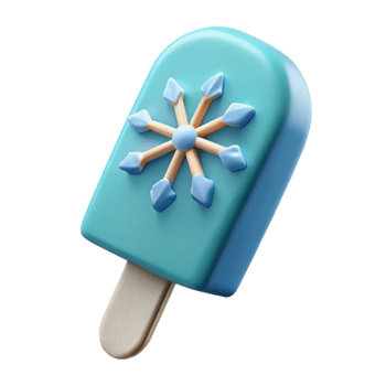 Icy Snowflake Popsicle A Cool 3D Render png