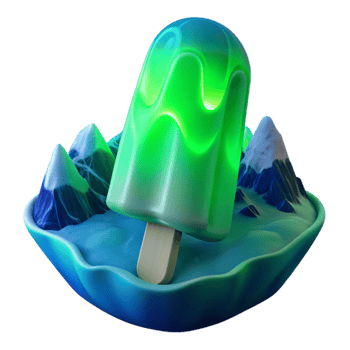 Glowing Green Popsicle in a Glacial Melt png