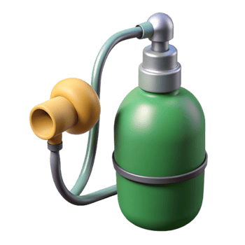 3D Render Green Bottle with Attached Tube and Nozzle png