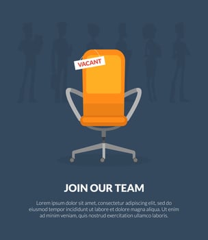 Join Our Team Banner Template with Empty Vacant Office Chair Illustration vector