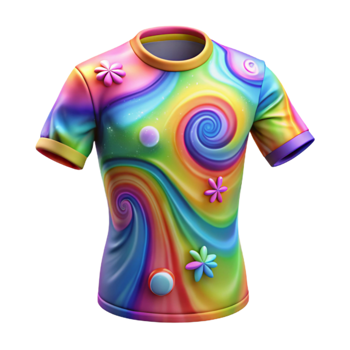 Rainbow Swirl Tie-Dye T-Shirt Psychedelic, Colorful, Fun png