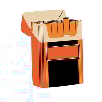 An open pack of cigarettes. vector
