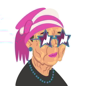 Fashion Senior Woman, Old Lady Character Wearing Trendy Clothes and Sunglasses Illustration vector