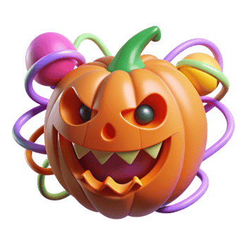 3D Render of a Spooky Halloween Pumpkin with Candy png