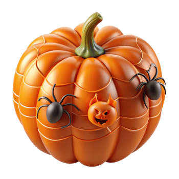 Halloween Pumpkin with Spiders and Devil Face png