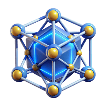 Network Structure 3D Model of Interconnected Nodes png