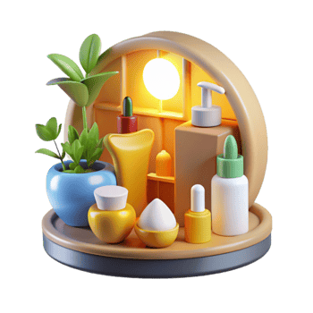 Serene Spa Essentials A 3D Render of Skincare Products png