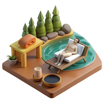 Relaxing Poolside Tranquil 3D Render of Summer Vacation png