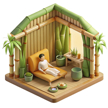 Serene Bamboo Relaxation Room 3D Render png